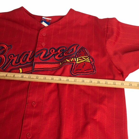 Vintage Rare Majestic Atlanta Braves MLB Red Baseball Jersey Made In USA Size XL - Picture 9 of 16